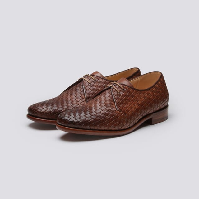 Grenson Shoe No.7 | Mens Derby In Brown Woven Leather On A Leather Sole Shoes