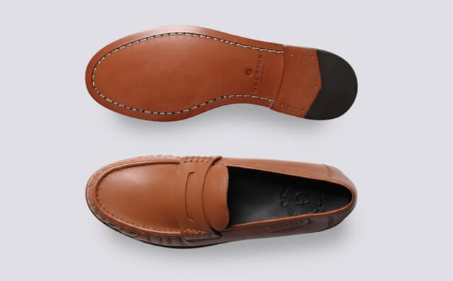Grenson Simeon | Mens Moccasin Loafers In Tan Leather