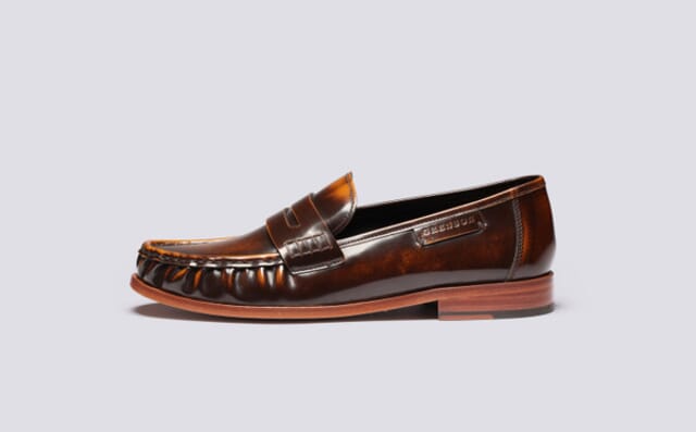 Grenson Simeon | Mens Moccasin Loafers In Tan Rub Off Leather