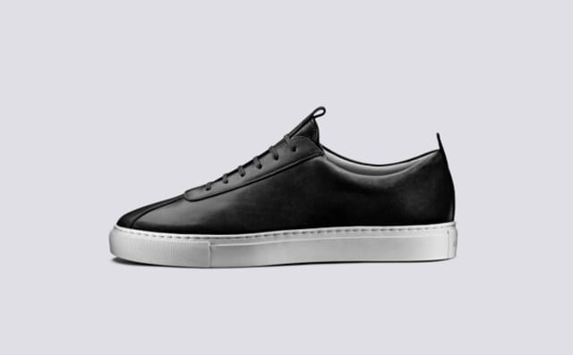 Grenson Sneaker 1 | Mens Oxford Sneaker In Black Calf Leather With A White Rubber Sole Shoes