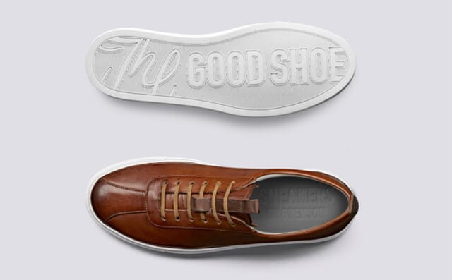 Grenson Sneaker 1 | Mens Oxford Sneaker In Tan Hand Painted Calf Leather With A White Rubber Sole