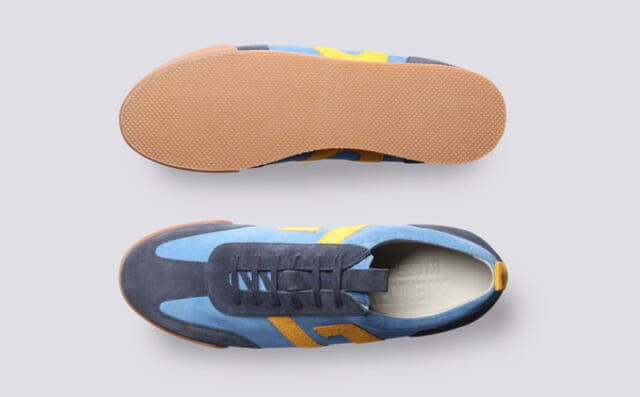 Grenson Sneaker 51 | Mens Trainers In Blue And Yellow Suede