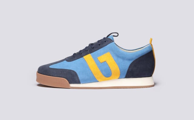 Grenson Sneaker 51 | Mens Trainers In Blue And Yellow Suede