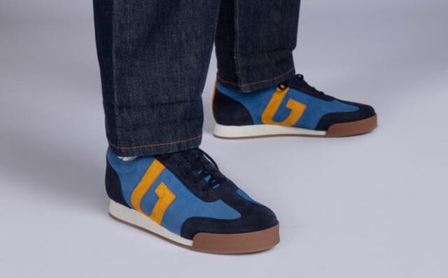 Grenson Sneaker 51 | Mens Trainers In Blue And Yellow Suede