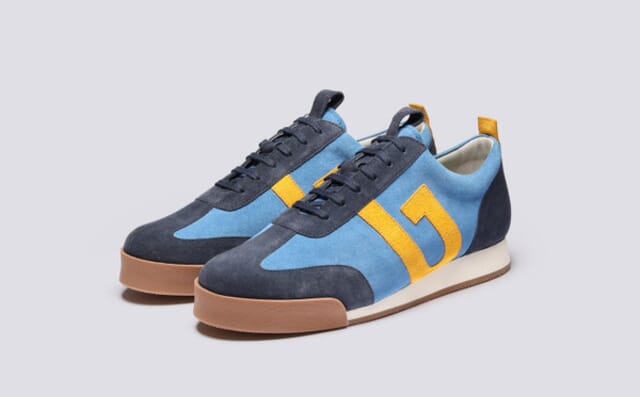 grenson Sneaker 51 | Mens Trainers in Blue and Yellow Suede