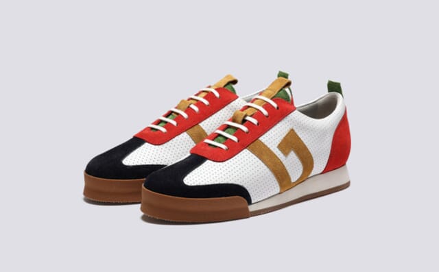 grenson Sneaker 51 | Mens Trainers in White Multi Suede