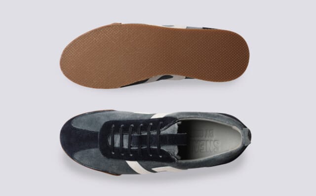 Grenson Sneaker 51 | Womens Trainers In Blue Grey Eco Suede