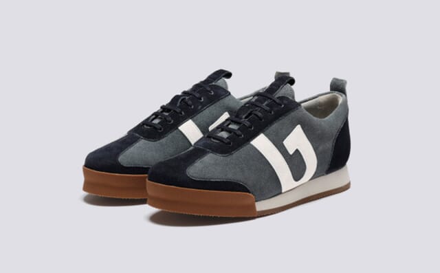 grenson Sneaker 51 | Womens Trainers in Blue Grey Eco Suede