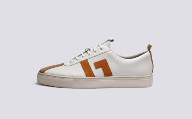 Grenson Sneaker 67 | Mens Sneakers In White With Yellow Suede