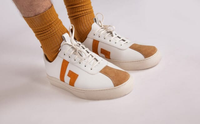 Grenson Sneaker 67 | Mens Sneakers In White With Yellow Suede