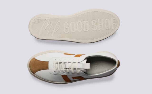 Grenson Sneaker 67 | Womens Sneakers In White With Yellow Suede
