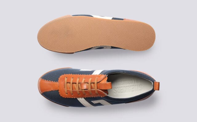 Grenson Sneaker 80 | Mens Trainers In Navy And Tan Mix