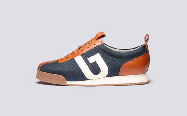 Grenson Sneaker 80 | Mens Trainers In Navy And Tan Mix