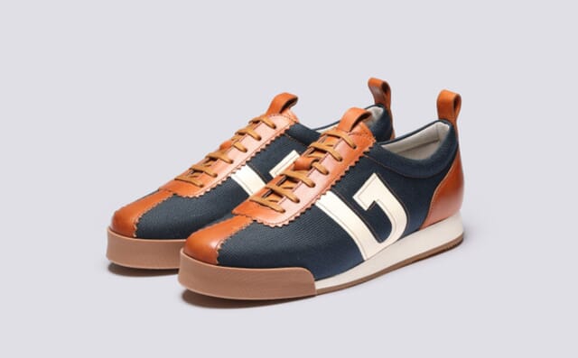 grenson Sneaker 80 | Mens Trainers in Navy and Tan Mix