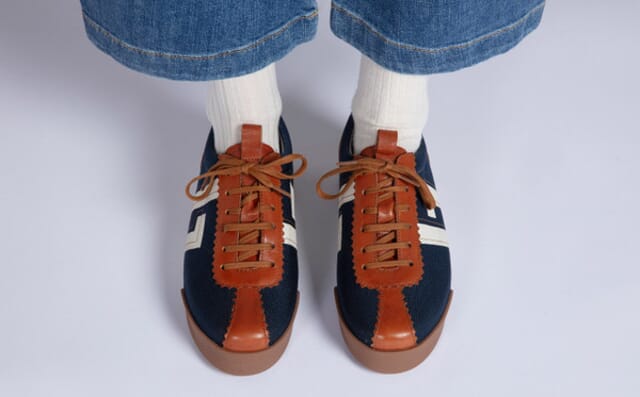 Grenson Sneaker 80 | Womens Trainers In Navy And Tan Mix