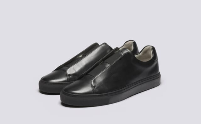 grenson Sneaker 89 | Mens Derby Slip On Shoes in Black Leather