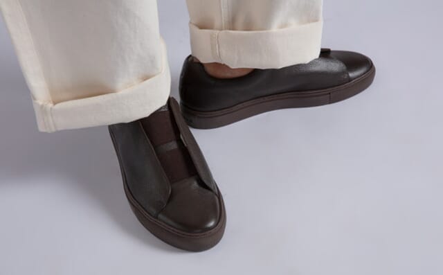 Grenson Sneaker 89 | Mens Derby Slip On Shoes In Brown Grain