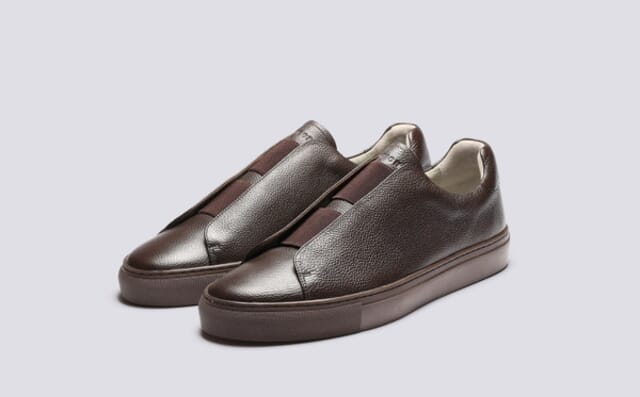 grenson Sneaker 89 | Mens Derby Slip On Shoes in Brown Grain