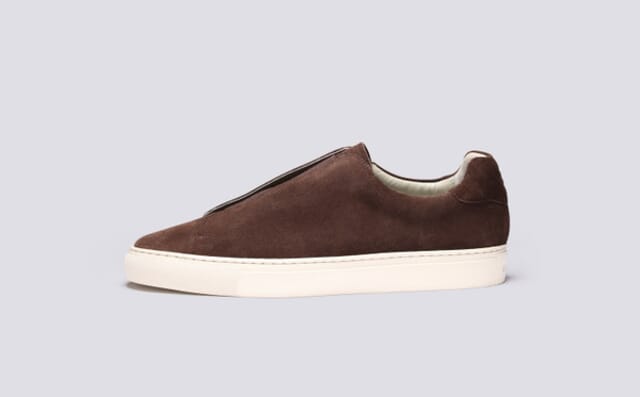 Grenson Sneaker 89 | Mens Derby Slip On Shoes In Brown Suede