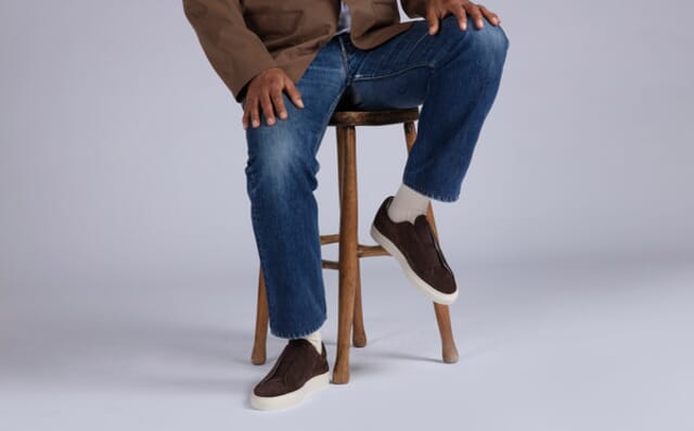 Grenson Sneaker 89 | Mens Derby Slip On Shoes In Brown Suede