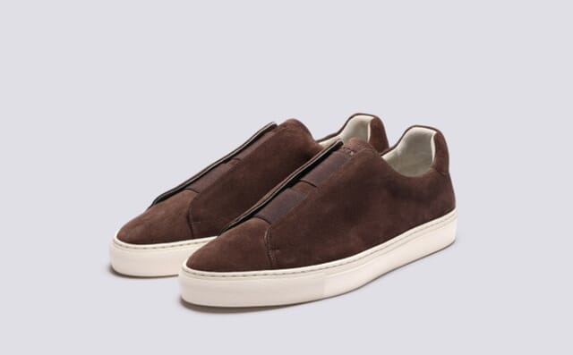 grenson Sneaker 89 | Mens Derby Slip On Shoes in Brown Suede