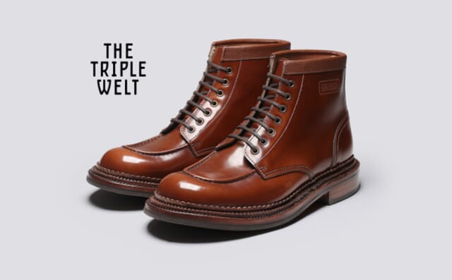 grenson Sonny | Mens Triple Welt Boots in Mid Brown Leather