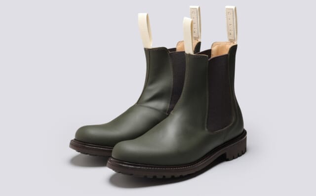 grenson Studio Boot | Womens Chelsea Boots in Green Leather