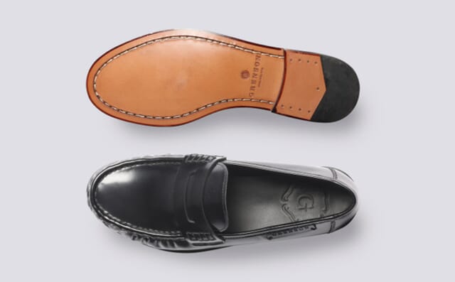 Grenson Susanna | Womens Moccasin Loafers In Black Hi Shine Leather