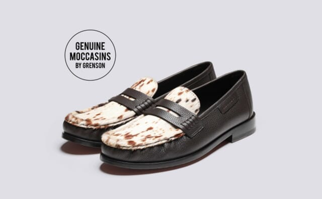 grenson Susanna | Womens Moccasin Loafers in Brown Western Print