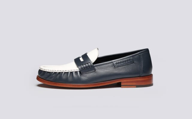 Grenson Susanna | Womens Moccasin Loafers In Navy And White