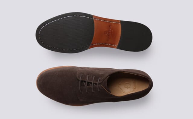 Grenson Taylor | Mens Derby Shoes In Dark Brown Suede