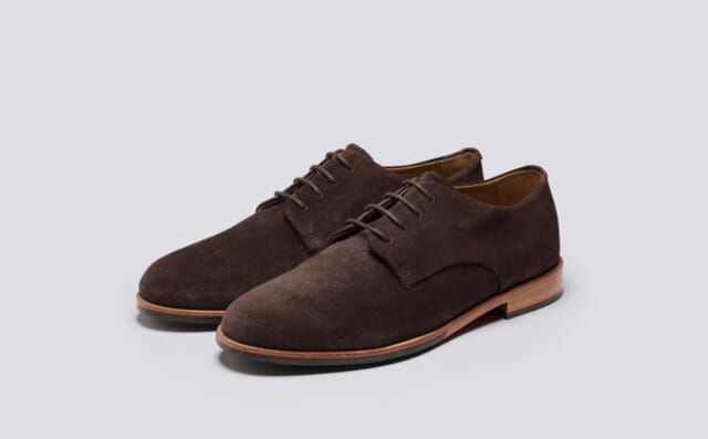 grenson Taylor | Mens Derby Shoes in Dark Brown Suede