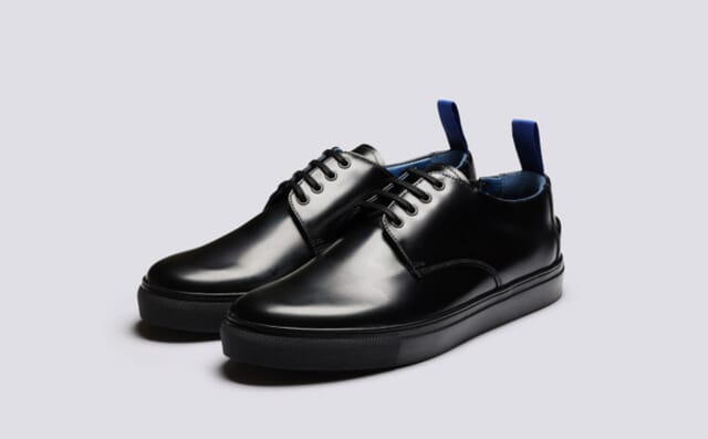 grenson The Chef Shoe | Mens Derby Sneakers in Black Leather
