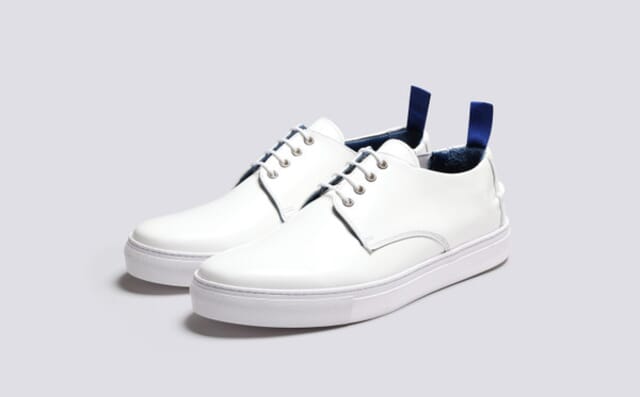 grenson The Chef Shoe | Womens Derby Sneakers in White Glossy Leather
