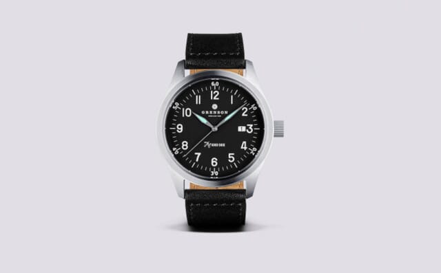 grenson The Pilot 46 | Self Winding Watch in Black Leather