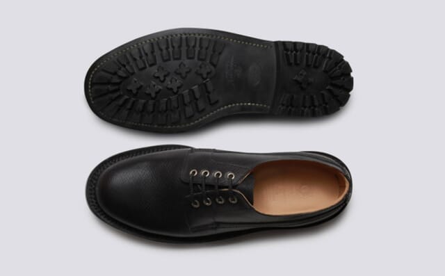 Grenson Victor | Mens Derby In Black Russia Grain Leather With A Commando Sole Shoes