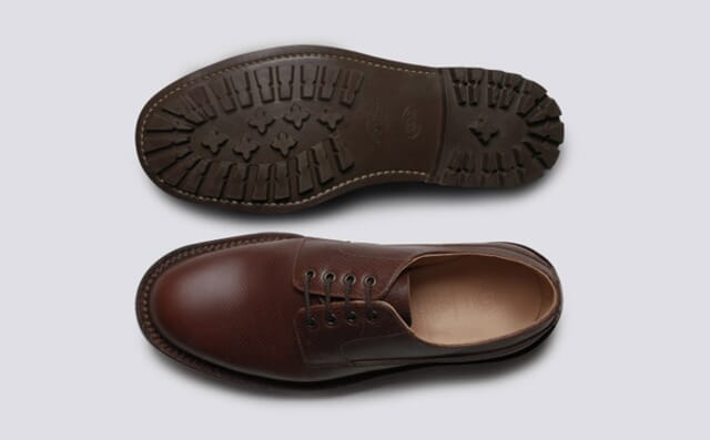 Grenson Victor | Mens Derby In Brown Russia Grain Leather With A Commando Sole Shoes