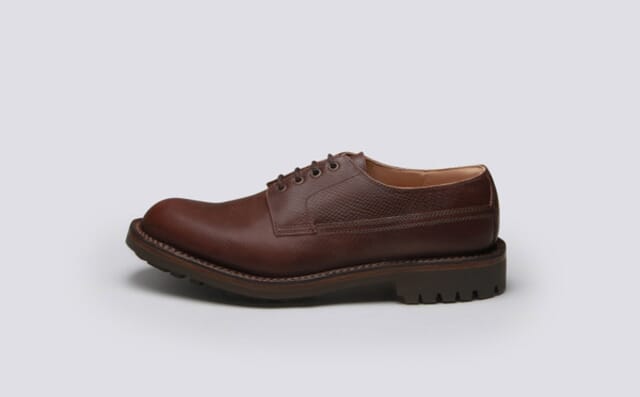 Grenson Victor | Mens Derby In Brown Russia Grain Leather With A Commando Sole Shoes