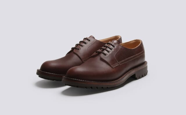 grenson Victor | Mens Derby in Brown Russia Grain Leather with a Commando Sole Shoes