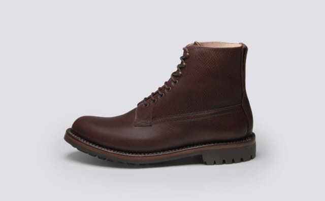Grenson Vincent | Mens Derby Boot In Brown Russia Grain Leather With A Commando Sole Shoes