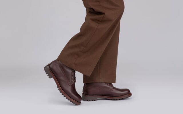 Grenson Vincent | Mens Derby Boot In Brown Russia Grain Leather With A Commando Sole Shoes