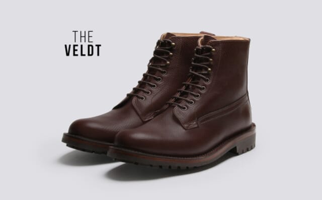 grenson Vincent | Mens Derby Boot in Brown Russia Grain Leather with a Commando Sole Shoes