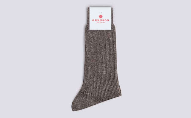 grenson Womens Glitter Ribbed Sock | Brown Nylon Blend