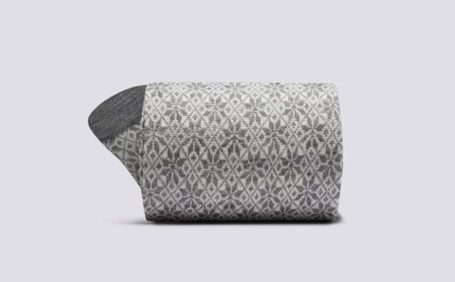 Grenson Womens Socks | Fairisle Snowflake In Grey Wool Shoes