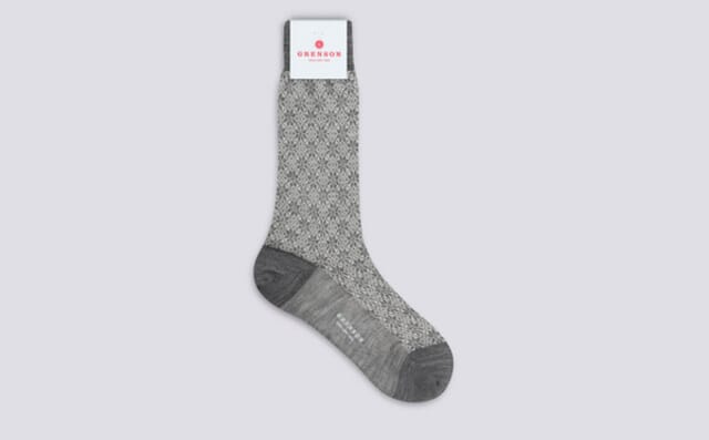 Grenson Womens Socks | Fairisle Snowflake In Grey Wool Shoes