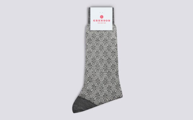 grenson Womens Socks | Fairisle Snowflake in Grey Wool Shoes
