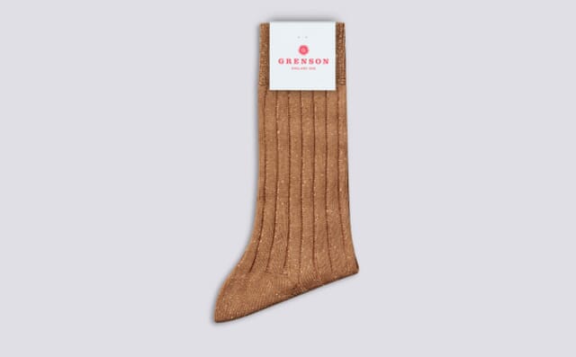 grenson Womens Socks | Glitter Cotton Rib Socks in Honey Shoes