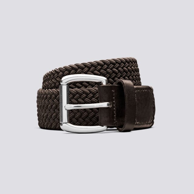 Grenson Woven Elastic Belt | Unisex Elastic Belt In Dark Brown Shoes