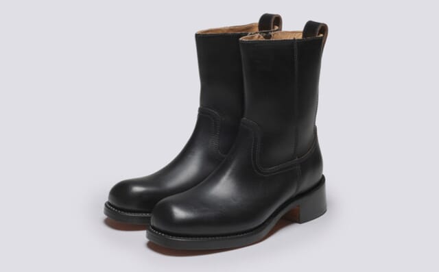grenson YMC x Grenson | Womens Zip Boots in Black Chromexcel