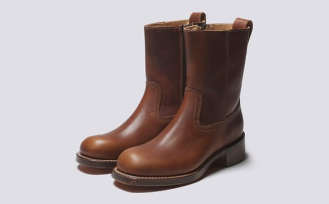 grenson YMC x Grenson | Womens Zip Boots in Dark Tan Grain